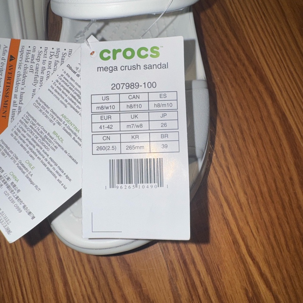 Crocs Mega Crush Sandals – White – NWT – Men’s size 8 Women’s Size 10 - Picture 7 of 14